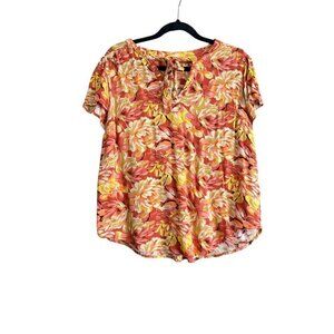 Women's Torrid Yellow, Orange Blouse, Tunic with Flutter Sleeves.